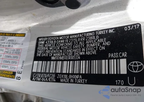 2018 Toyota C-Hr Xle/Xle Premium z USA, uszkodzony, nr VIN NMTKHMBX8JR005334